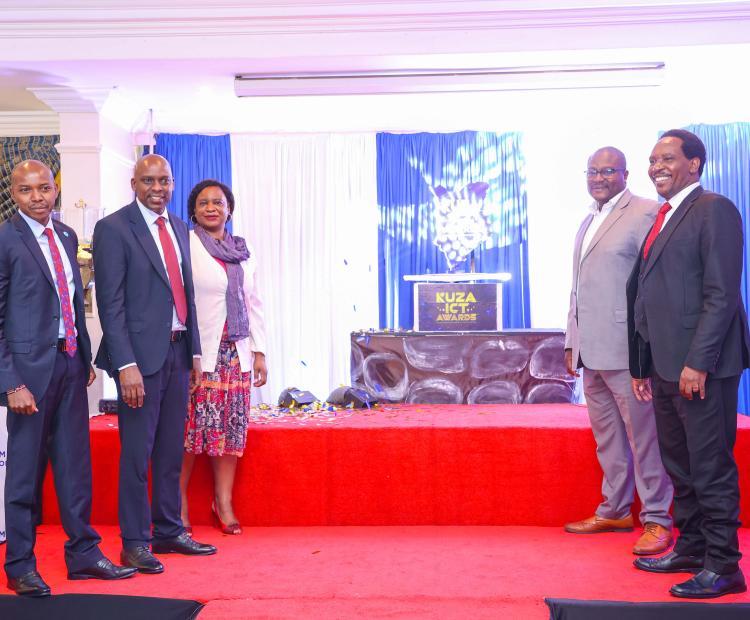 CA Director General David Mugonyi (second left) with other ICT industry stakeholders during the launch of the Kuza ICT Awards in Nairobi.