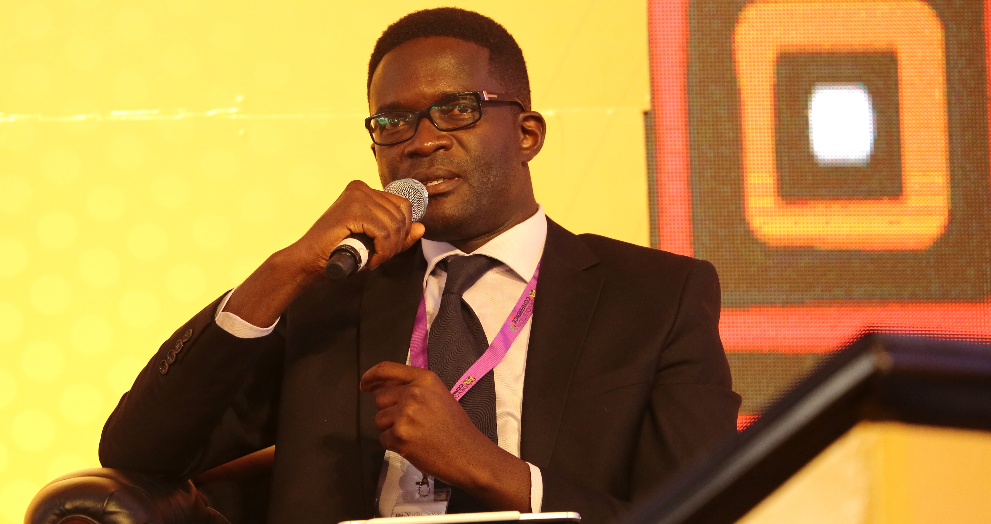 CA Director General Ezra Chiloba speaks during a panel session at the 8th Devolution Conference in Eldoret
